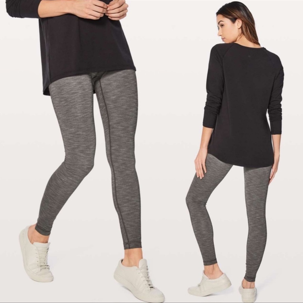 Lululemon Wunder Under Seamed Leggings, Hi Rise, Heather Gray, Size 4